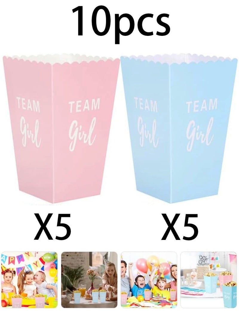 10 Pcs Gender Reveal Popcorn Boxes - (5x Team Boy & 5xTeam Girl) - Image 1